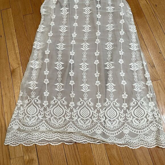 Sundance Silk Overlay Embroidered Dress Womens Size S Romantic Fairy Gray EUC - Picture 11 of 16
